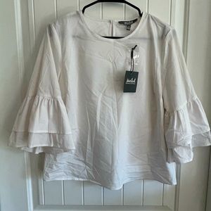 Marled top with exaggerated sleeves